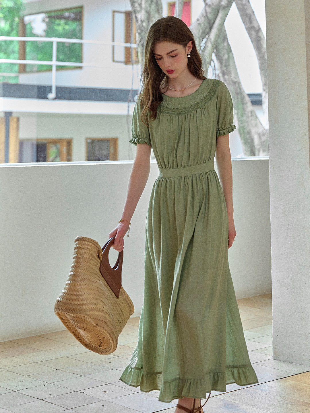 Emerie Round Neck Puff Sleeve Dress