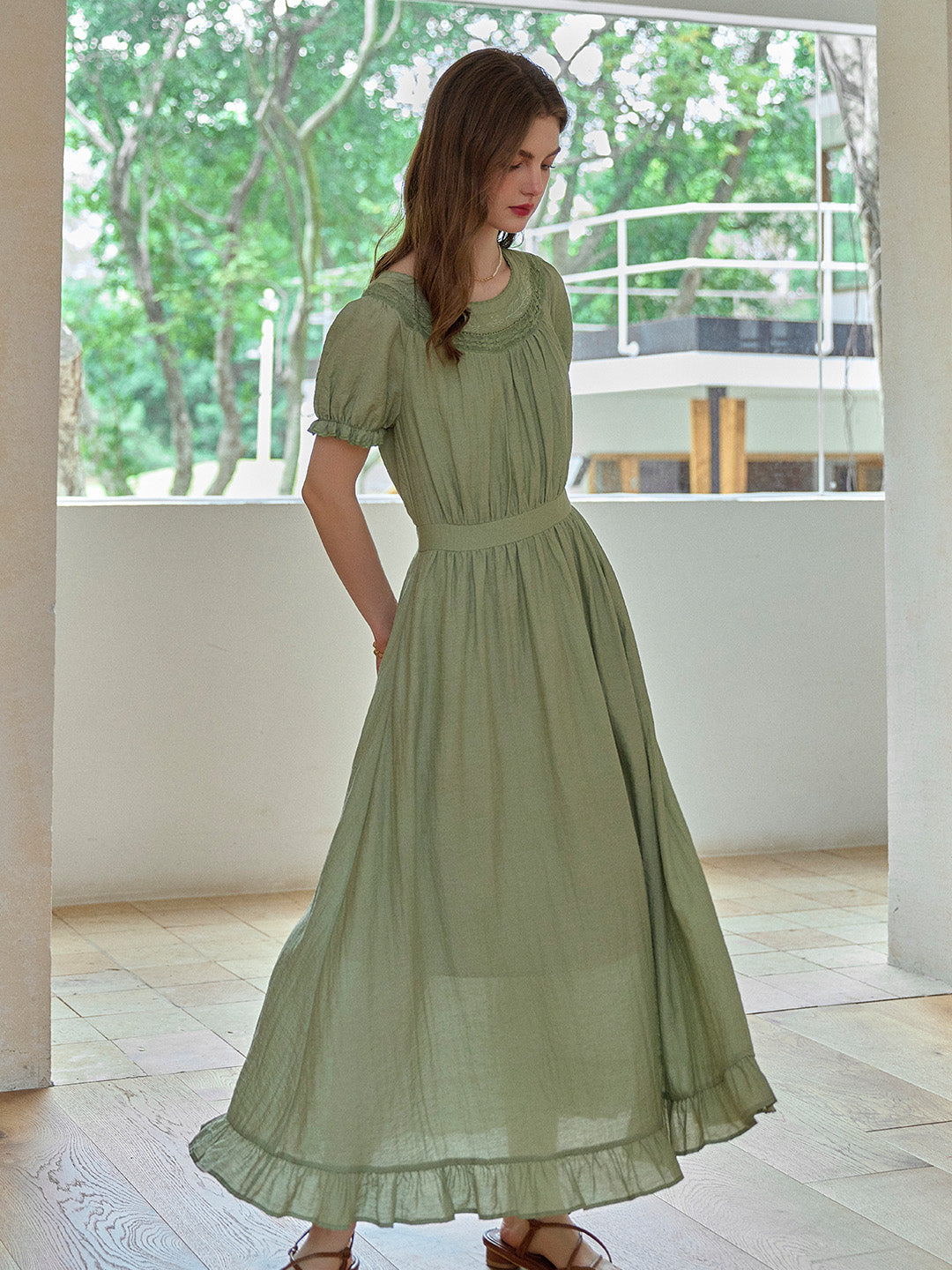 Emerie Round Neck Puff Sleeve Dress
