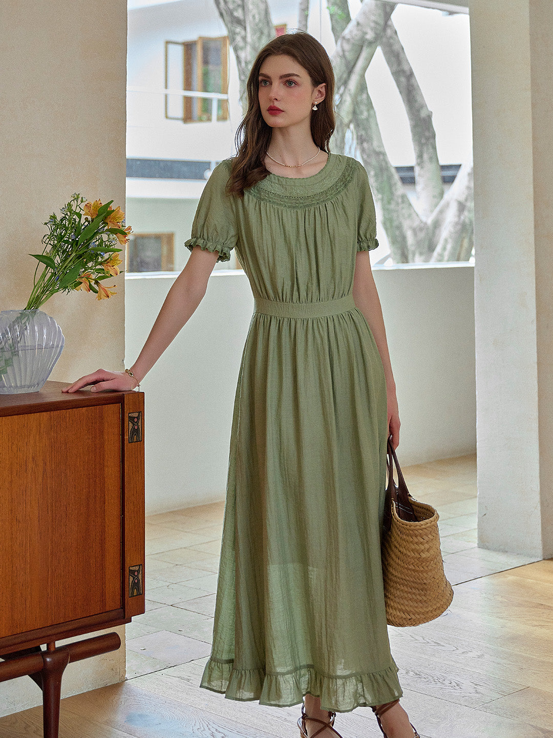 Emerie Round Neck Puff Sleeve Dress