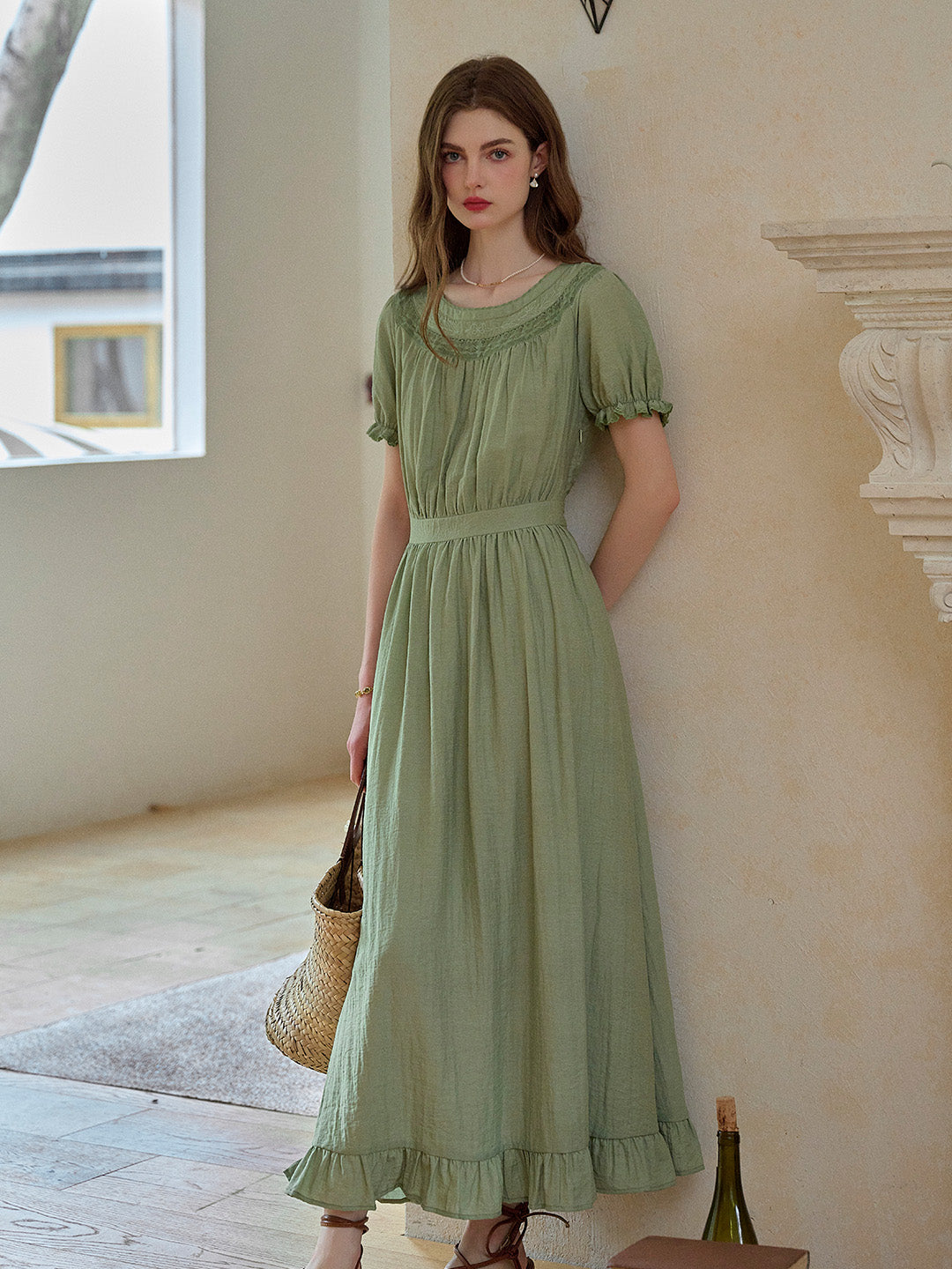 Emerie Round Neck Puff Sleeve Dress