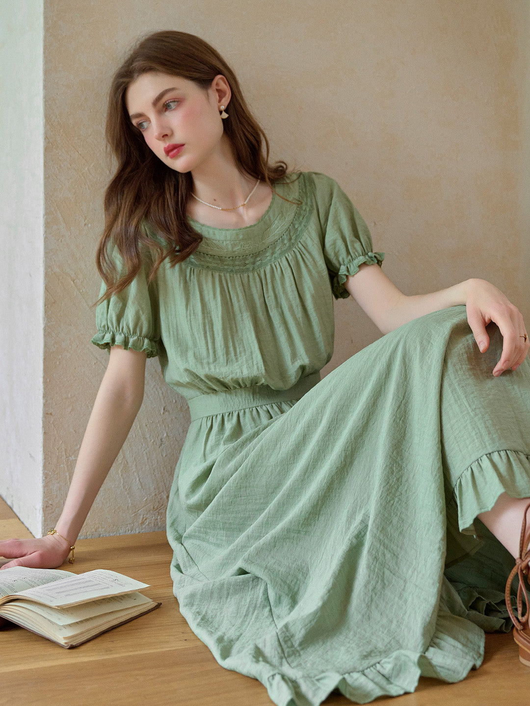 Emerie Round Neck Puff Sleeve Dress