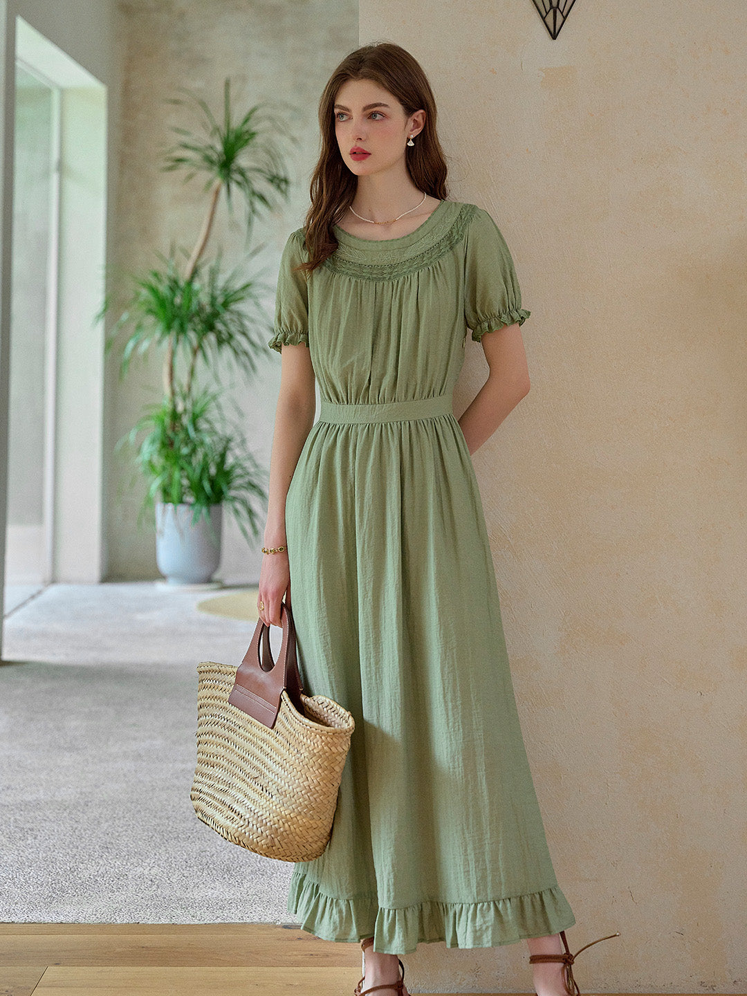 Emerie Round Neck Puff Sleeve Dress