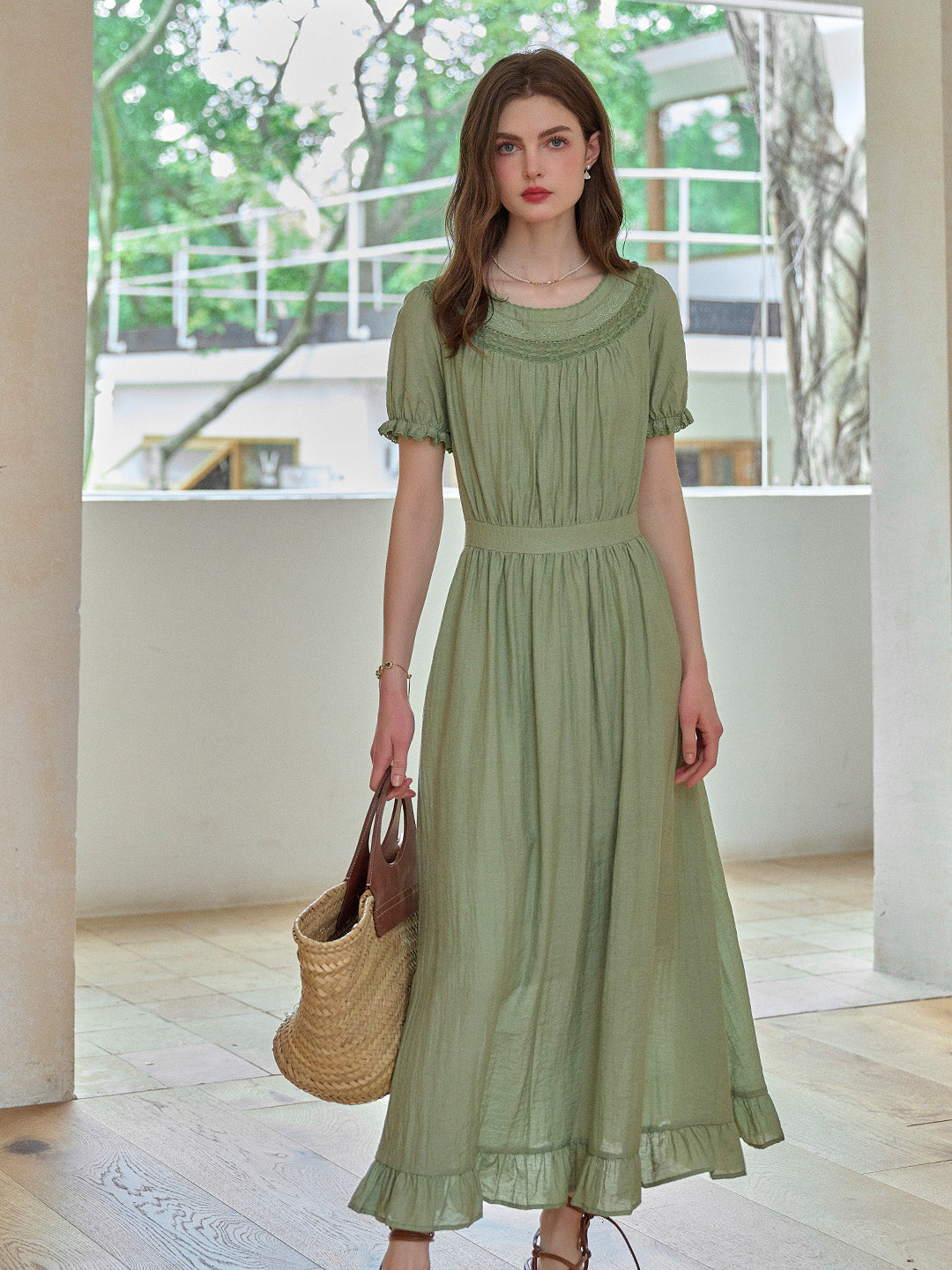 Emerie Round Neck Puff Sleeve Dress