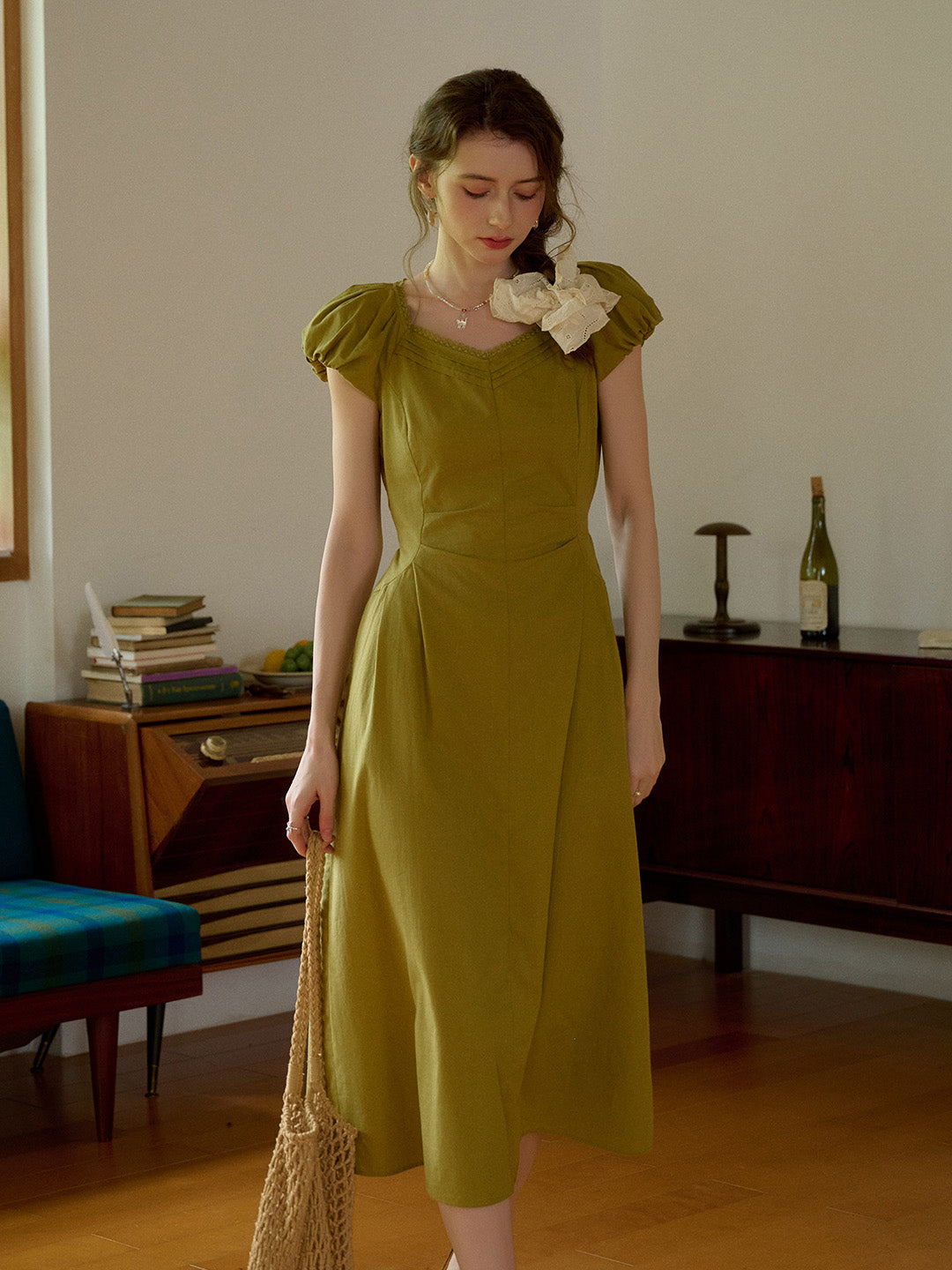 June Sweetheart Neck 100% Cotton Dress