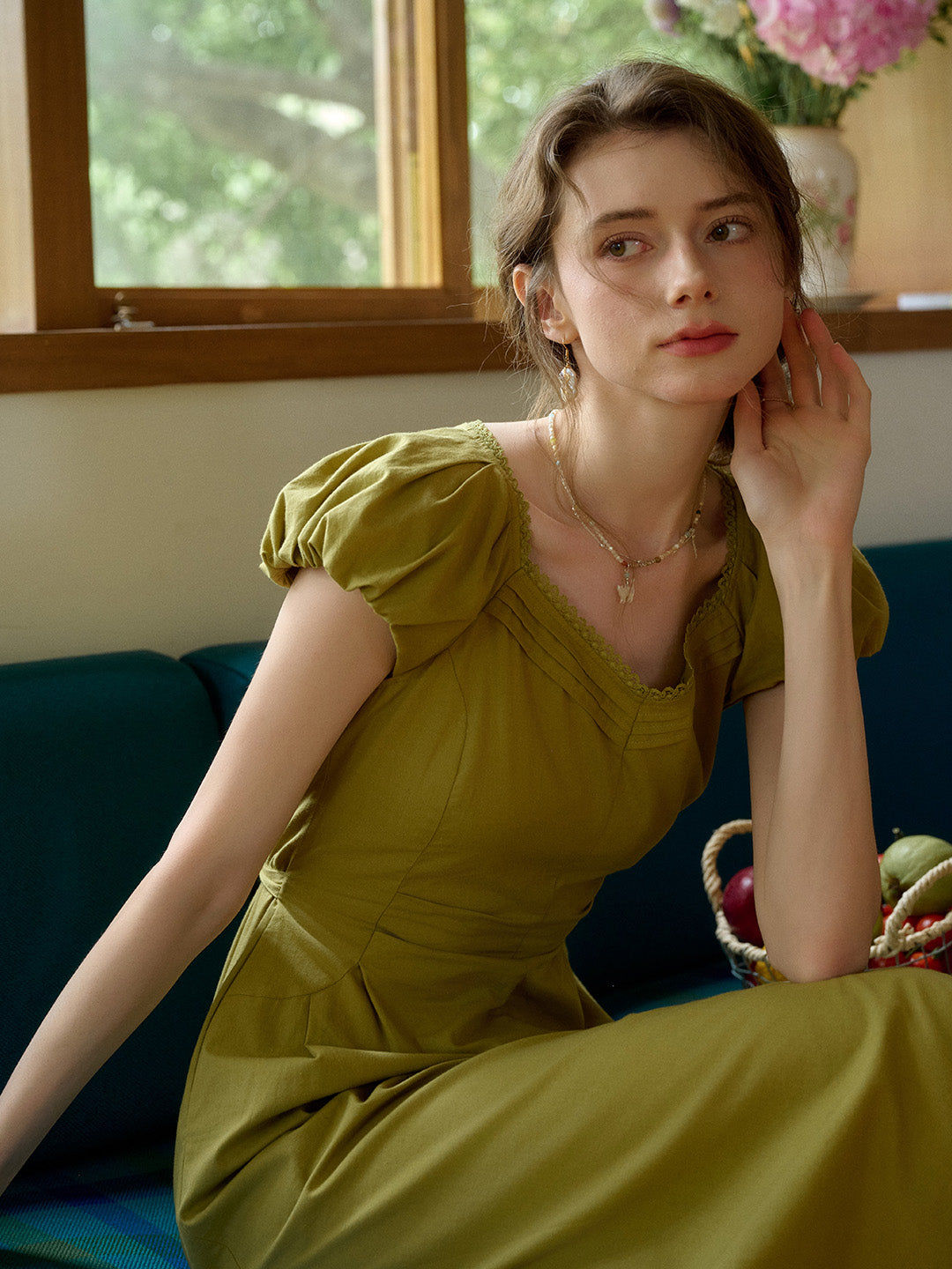 June Sweetheart Neck 100% Cotton Dress