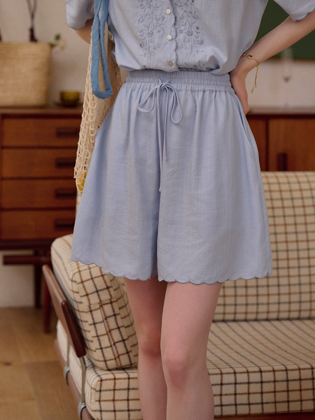 Kinsley Tie Wave Linen Shorts