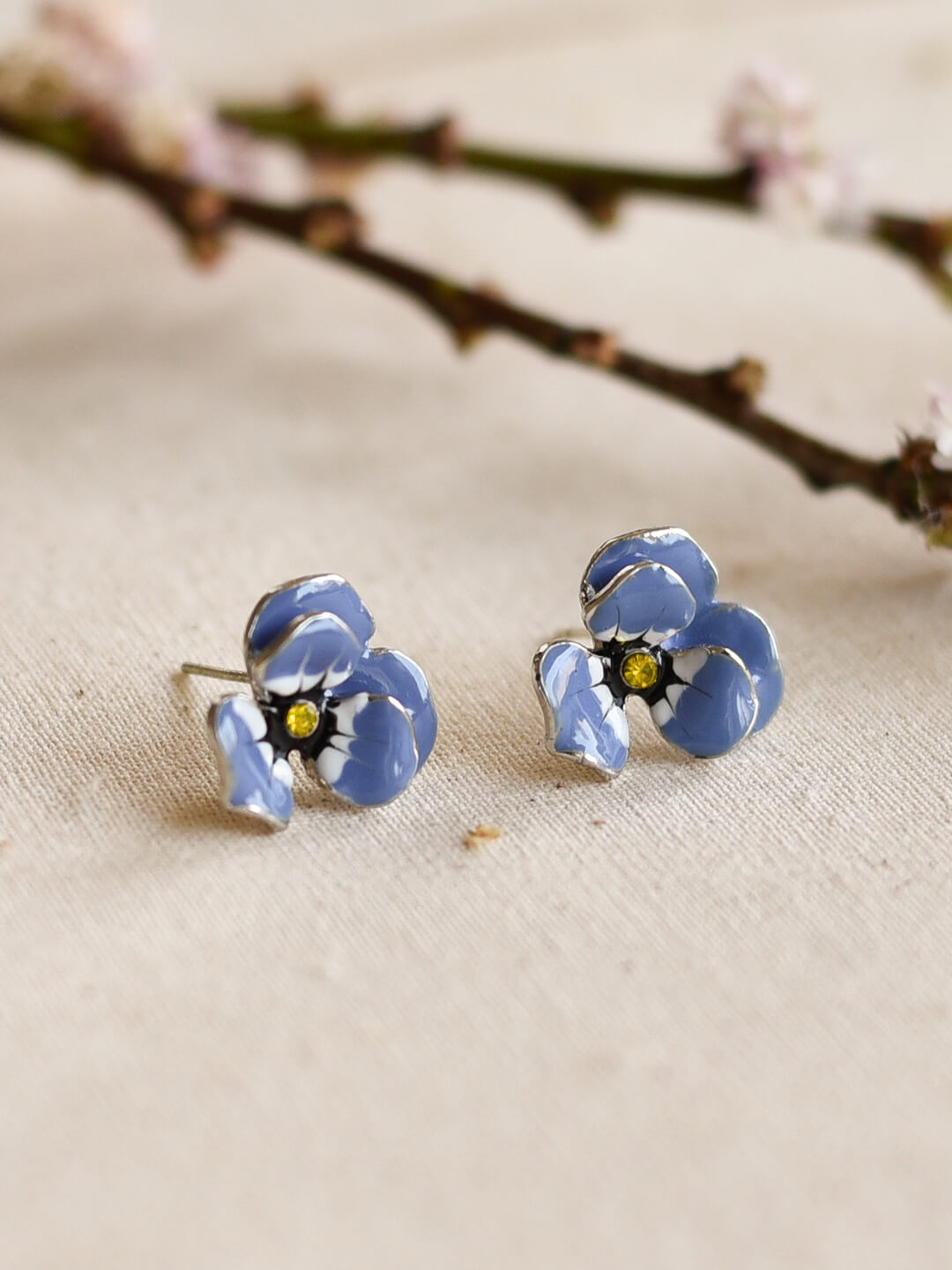 Blooming Flower Simple Blue Earrings