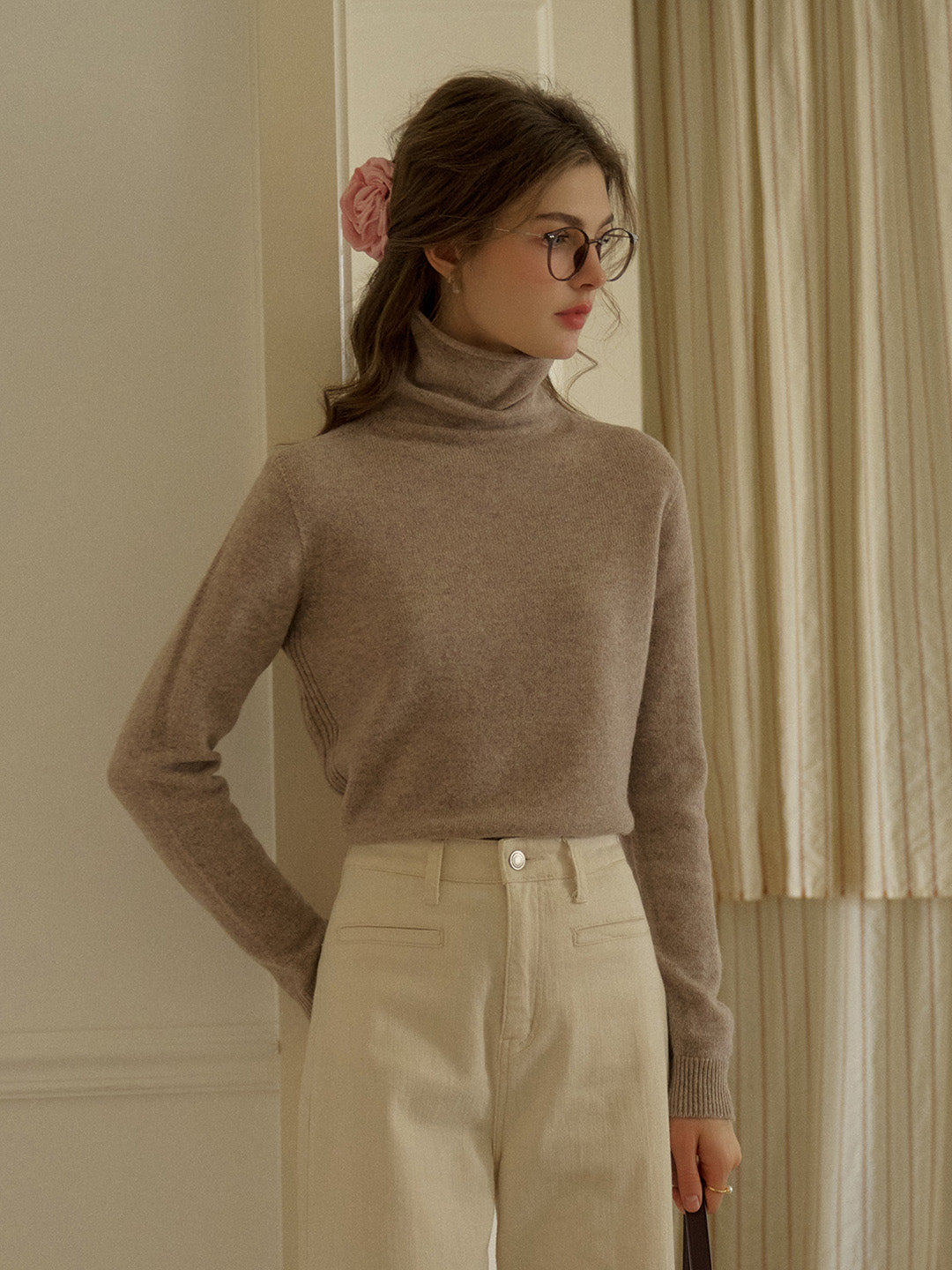 Solana Basic Versatile Turtleneck 100% Wool Sweater - Blue