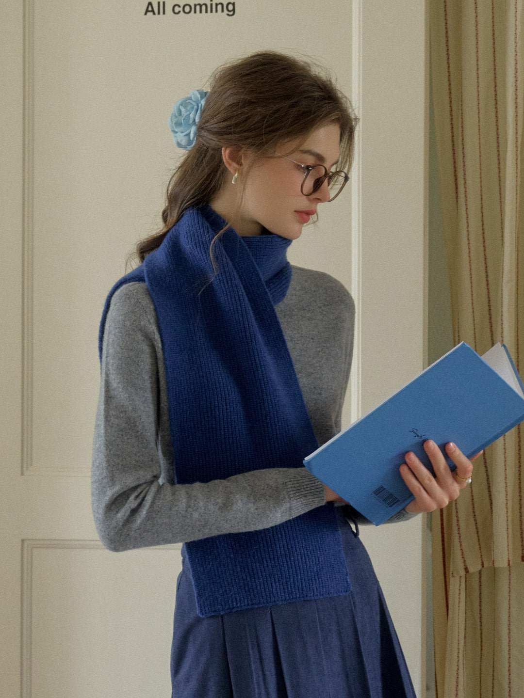 Solana Basic Versatile Turtleneck 100% Wool Sweater - Gray