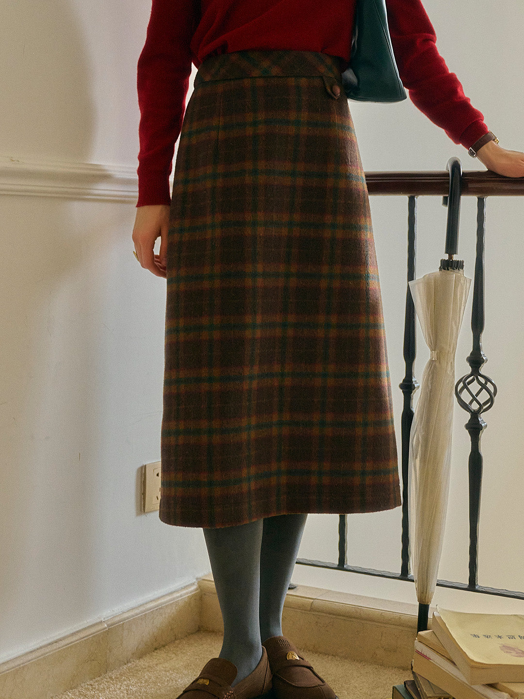 Tallulah Scottish Vintage Plaid Straight Skirt