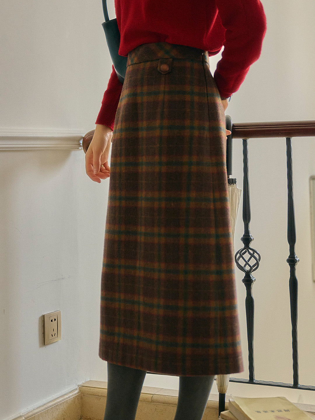 Tallulah Scottish Vintage Plaid Straight Skirt