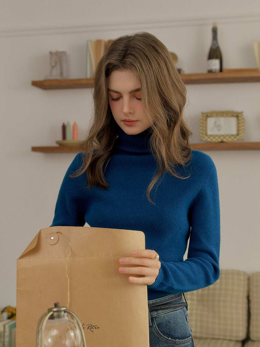 Yasmin Simple Turtleneck Slim Fit Wool& Cashmere Sweater - White
