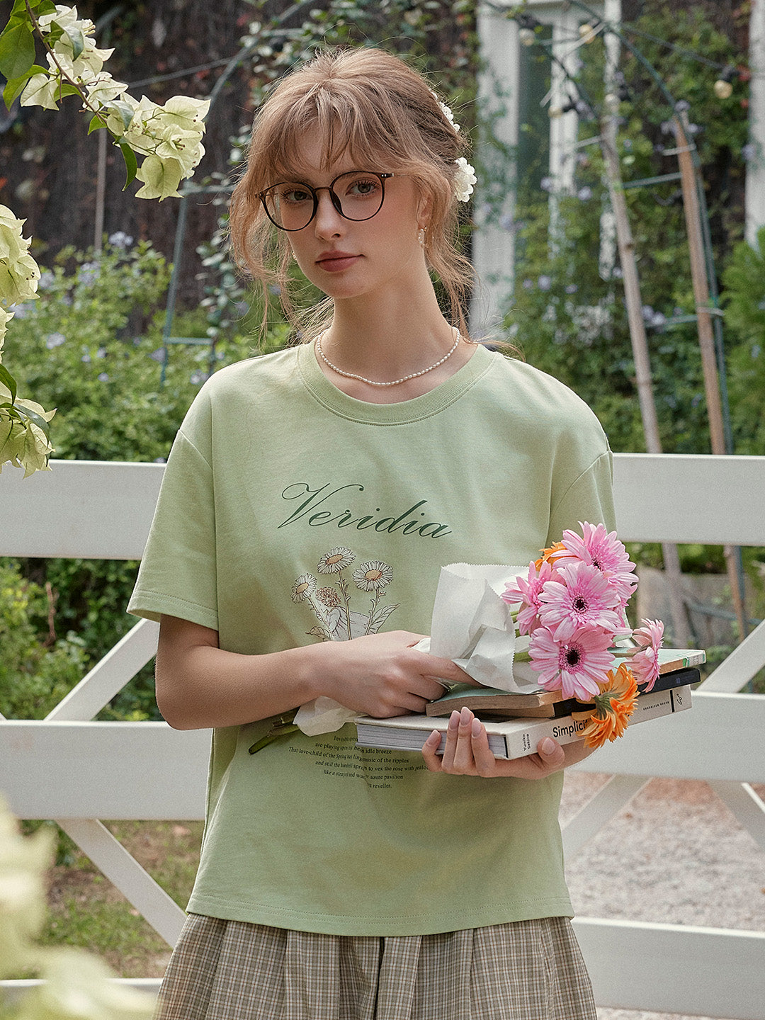 【Final Sale】Maci Round Neck Vintage Pattern T-shirt - Green
