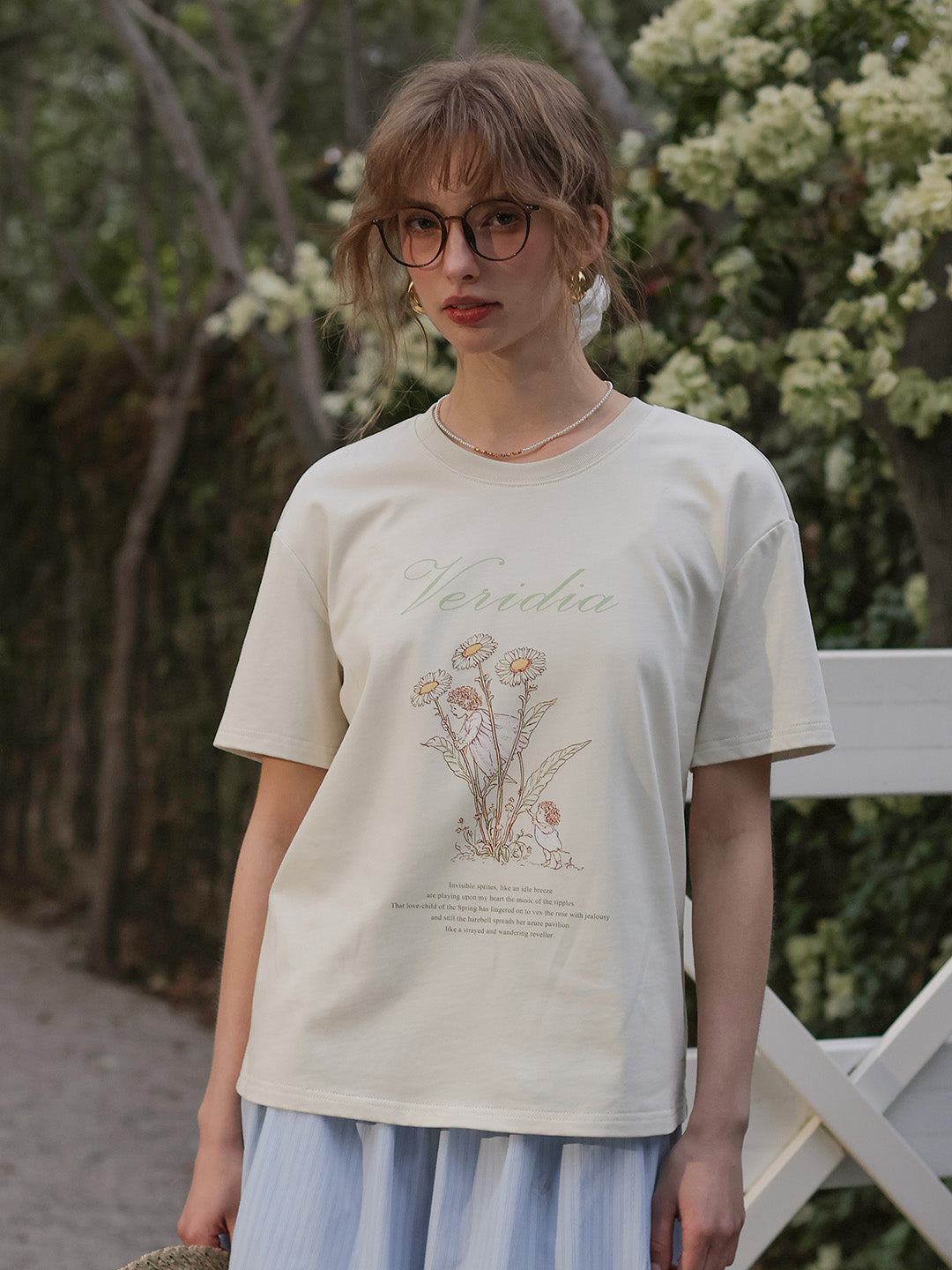 【Final Sale】Maci Round Neck Vintage Pattern T-shirt - Green