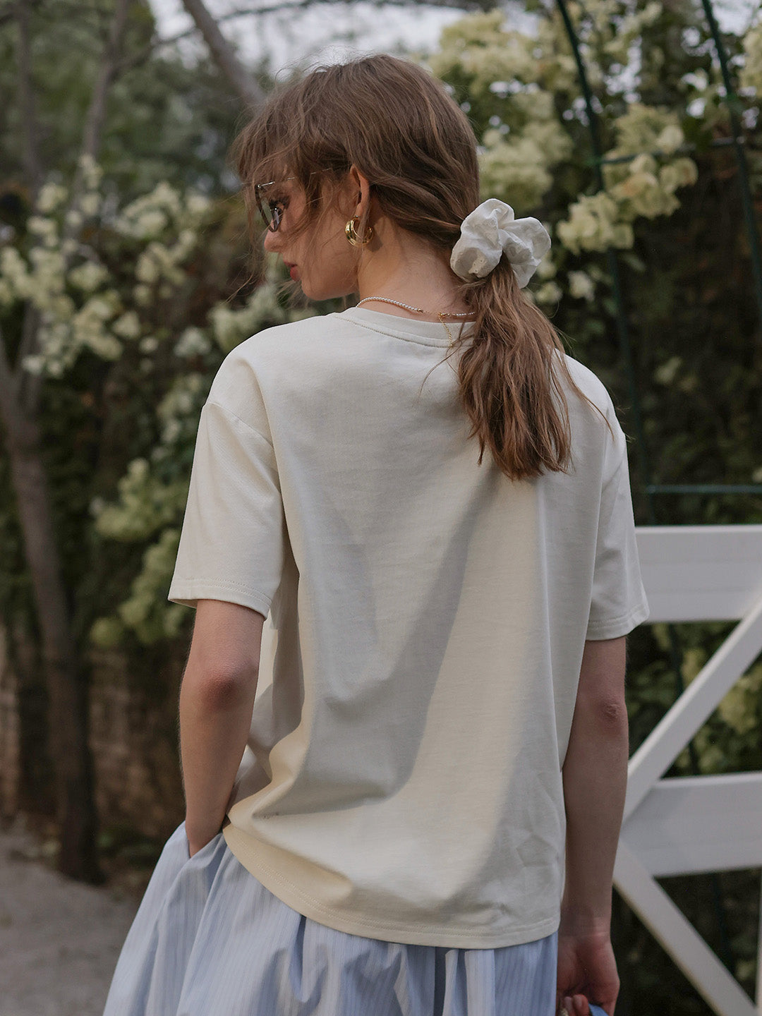 【Final Sale】Maci Round Neck Vintage Pattern T-shirt - Green