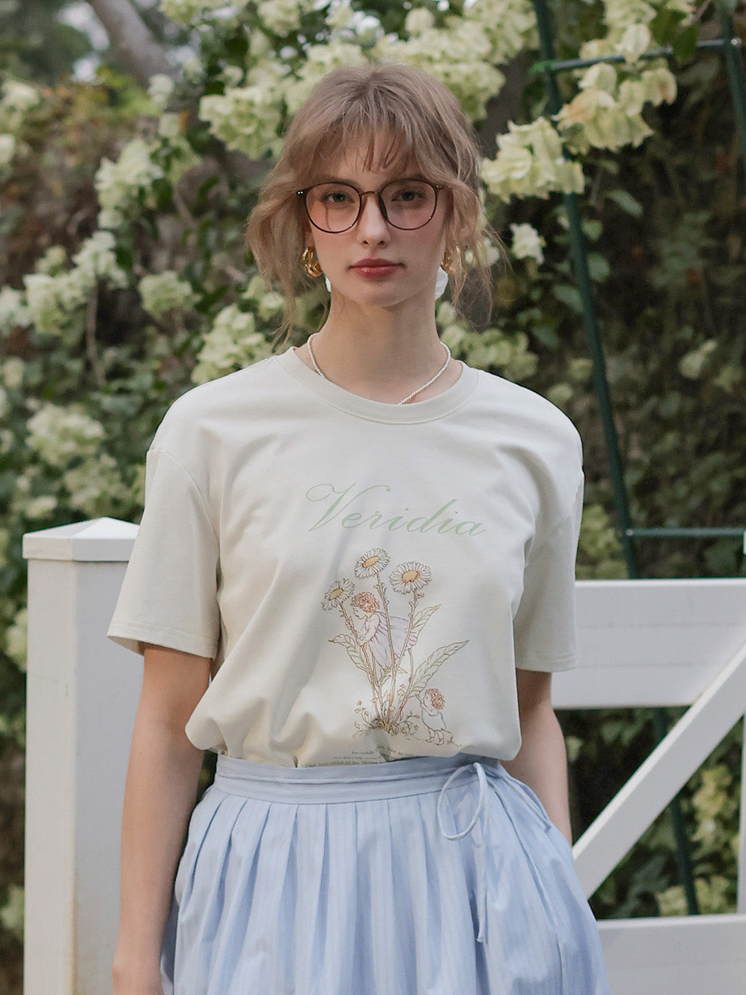【Final Sale】Maci Round Neck Vintage Pattern T-shirt - Green