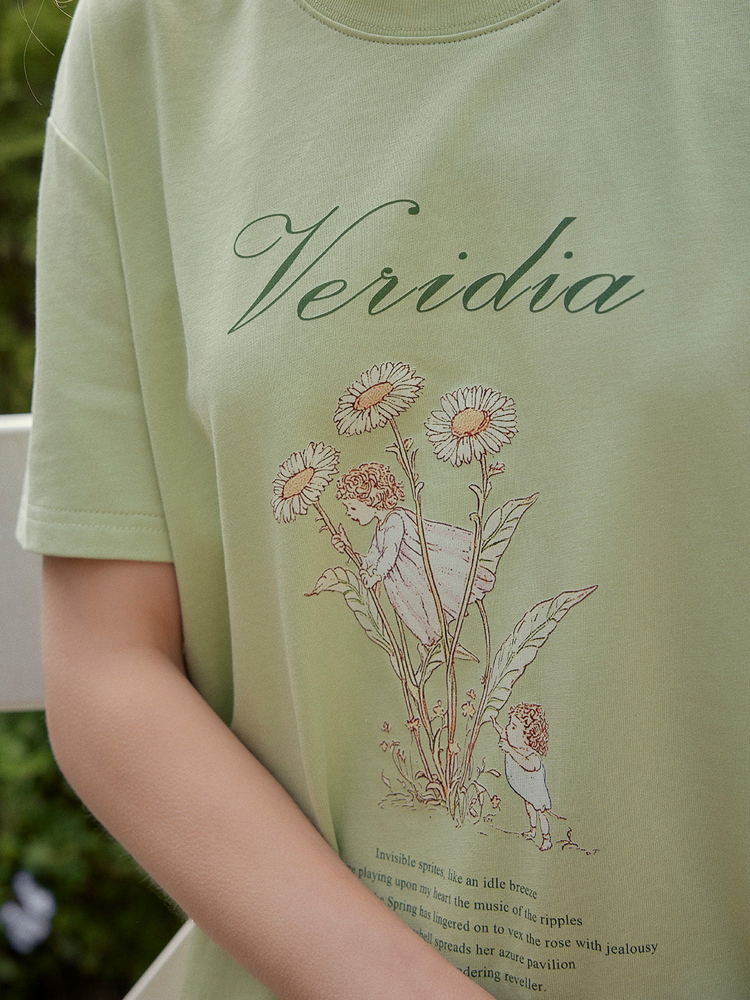 【Final Sale】Maci Round Neck Vintage Pattern T-shirt - Green