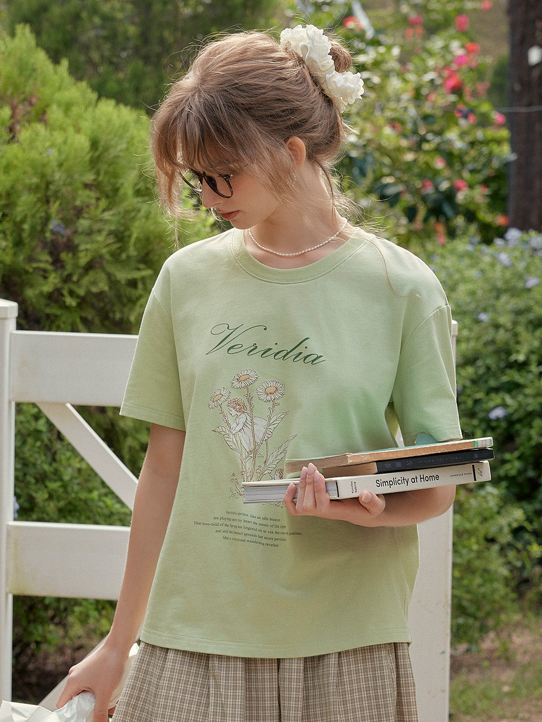 【Final Sale】Maci Round Neck Vintage Pattern T-shirt - Green