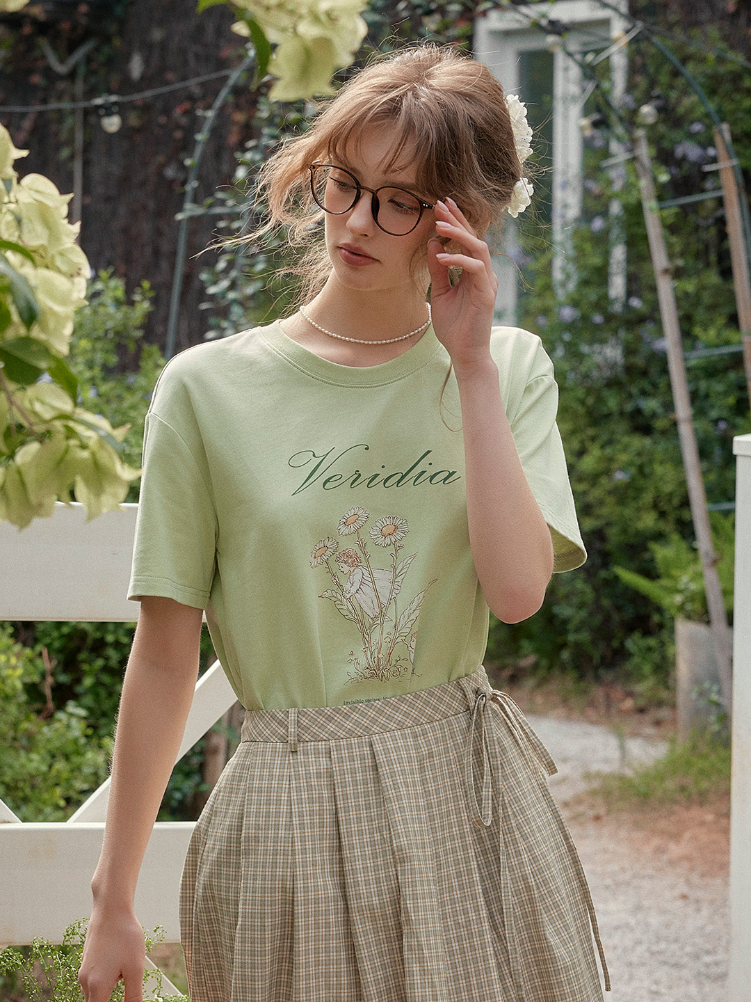 【Final Sale】Maci Round Neck Vintage Pattern T-shirt - Green