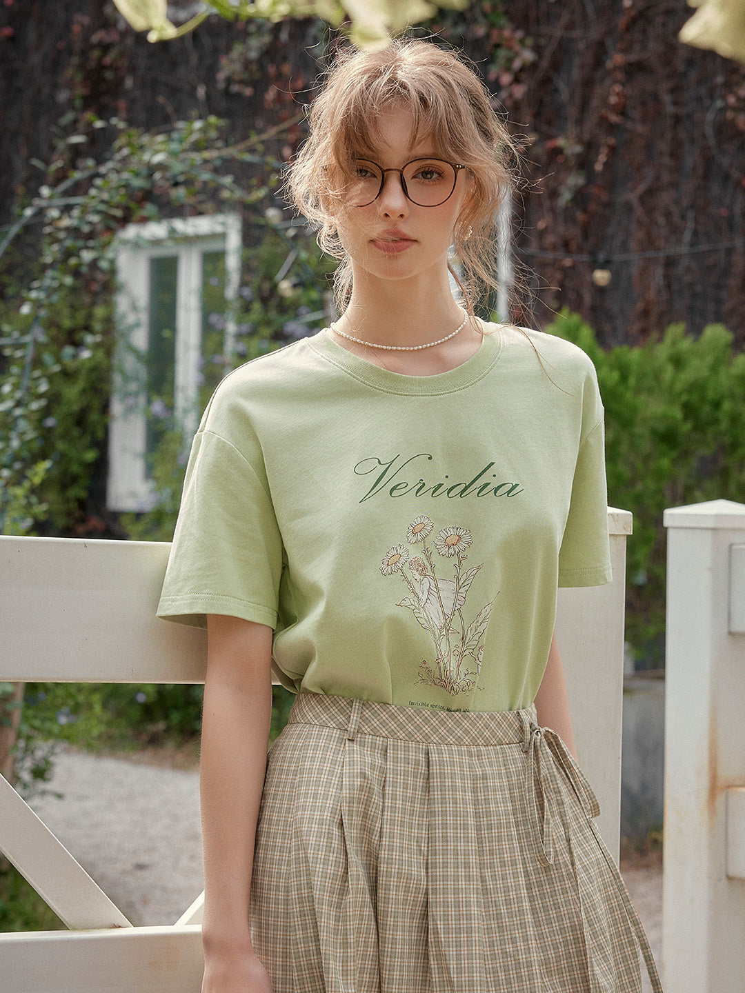 【Final Sale】Maci Round Neck Vintage Pattern T-shirt - Green