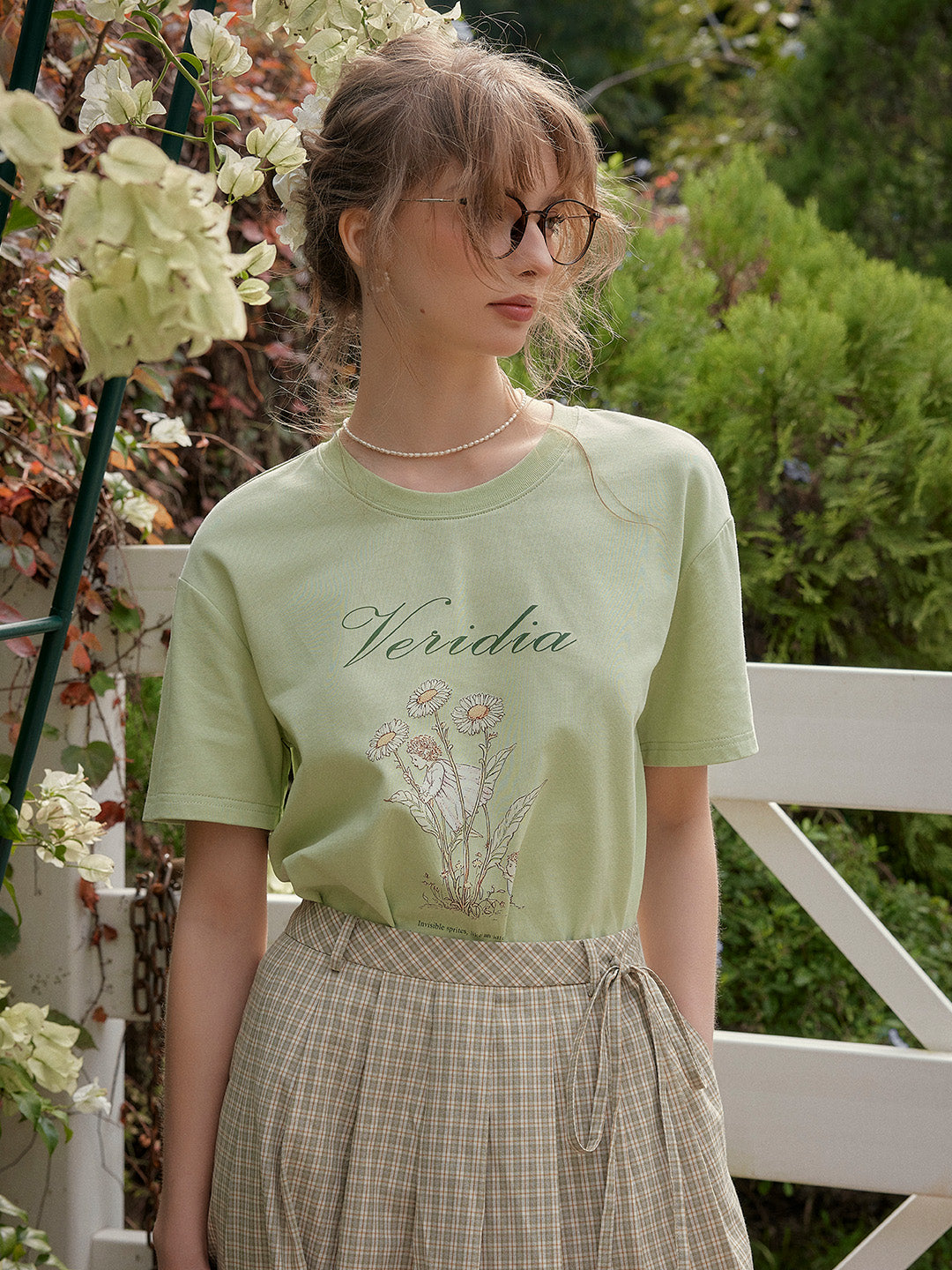 【Final Sale】Maci Round Neck Vintage Pattern T-shirt - Green