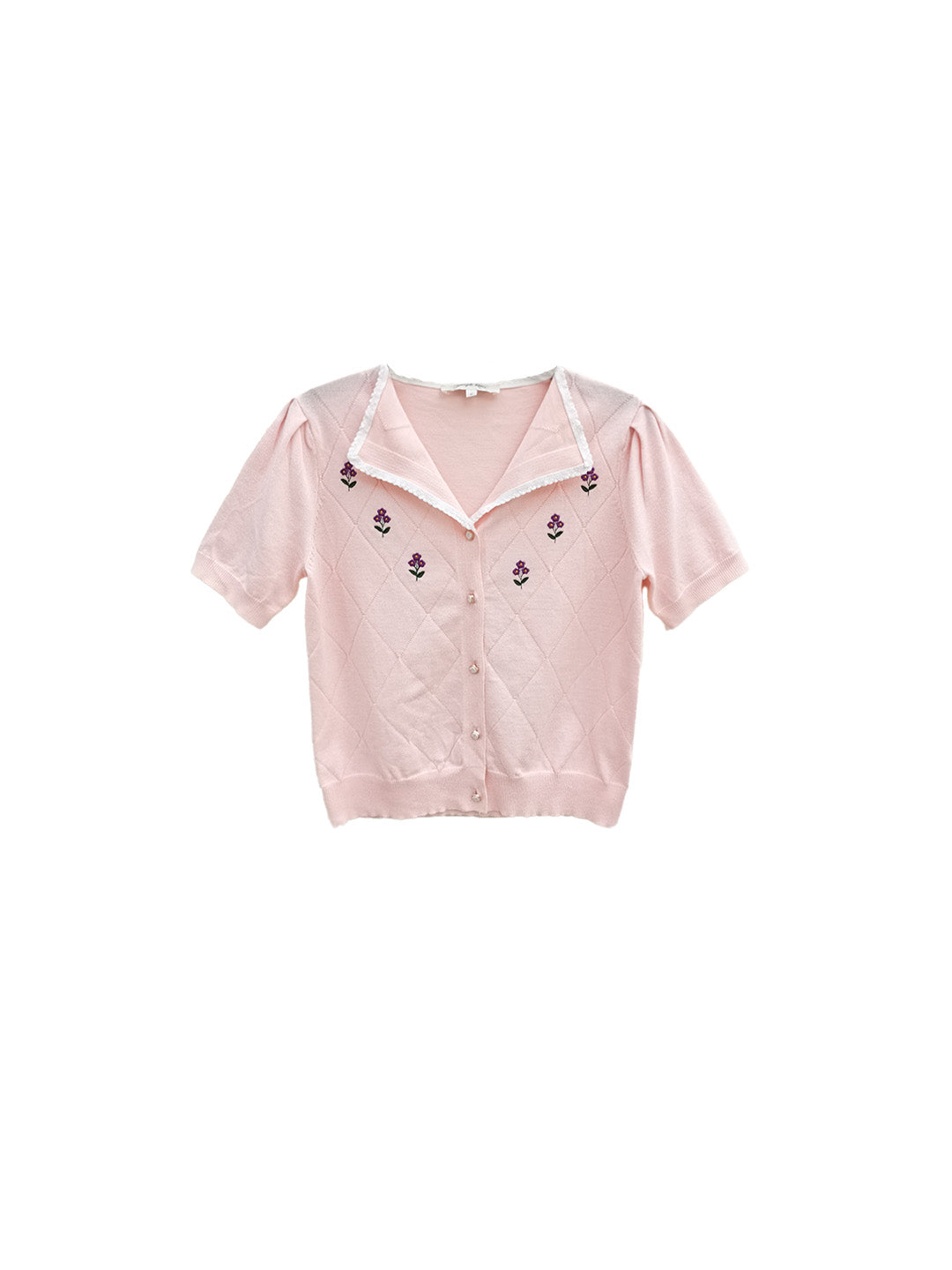 【Final Sale】Naomi V-Neck Embroidery Knit Blouse