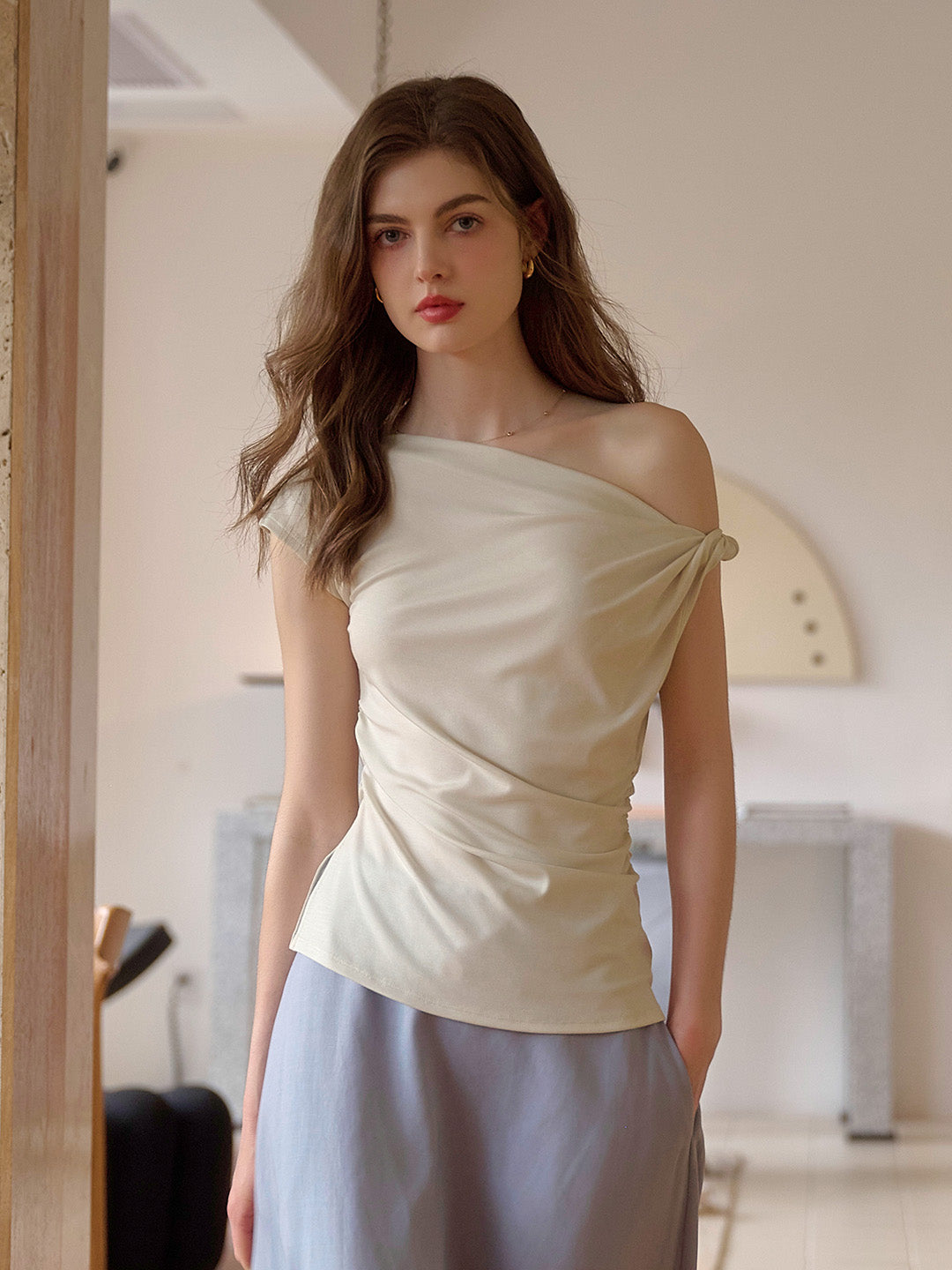 Andrea Off-shoulder Waist Lyocell Top