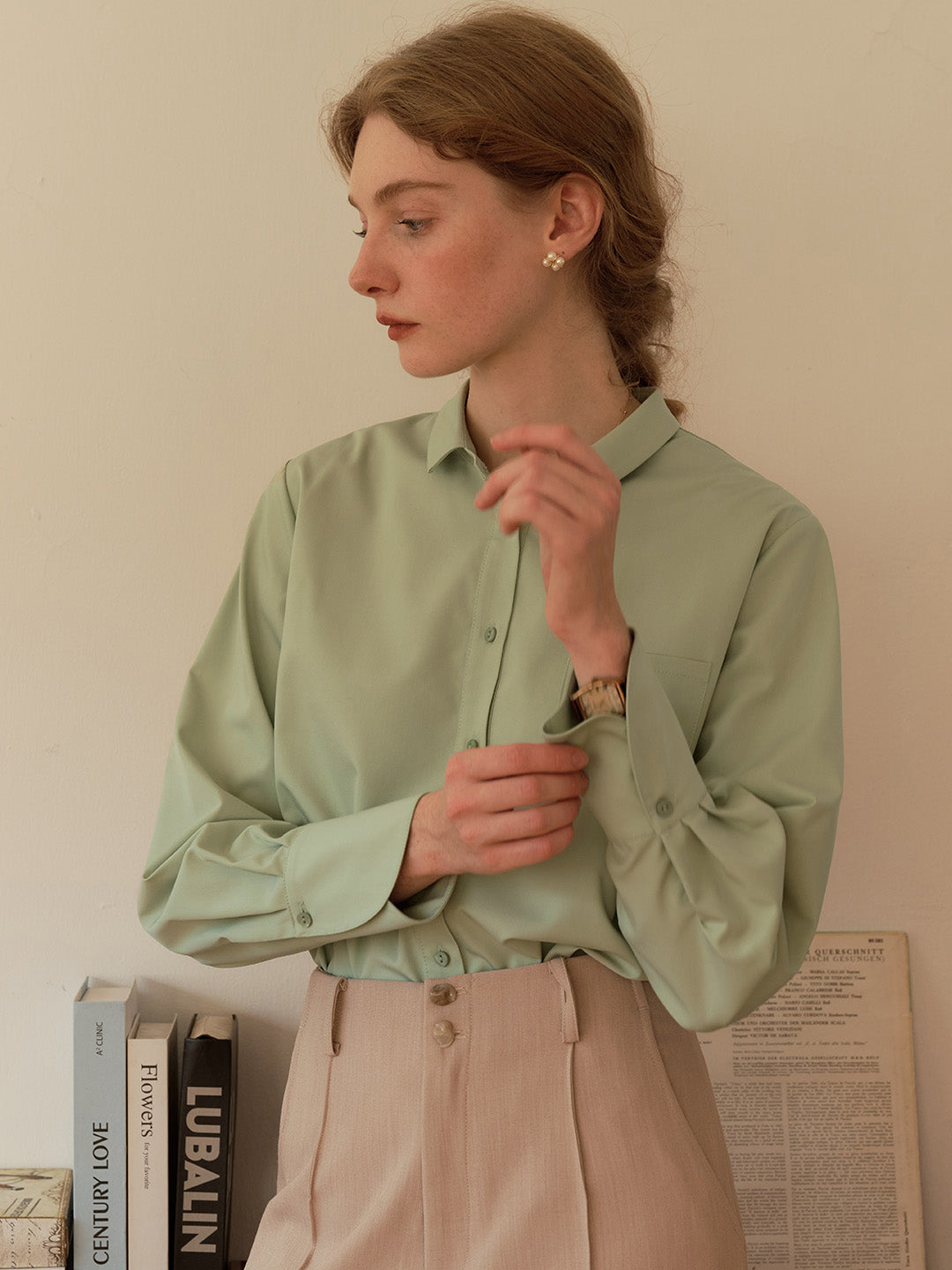 【Final Sale】Sarahi French Cuffs Small Lapel Shirt