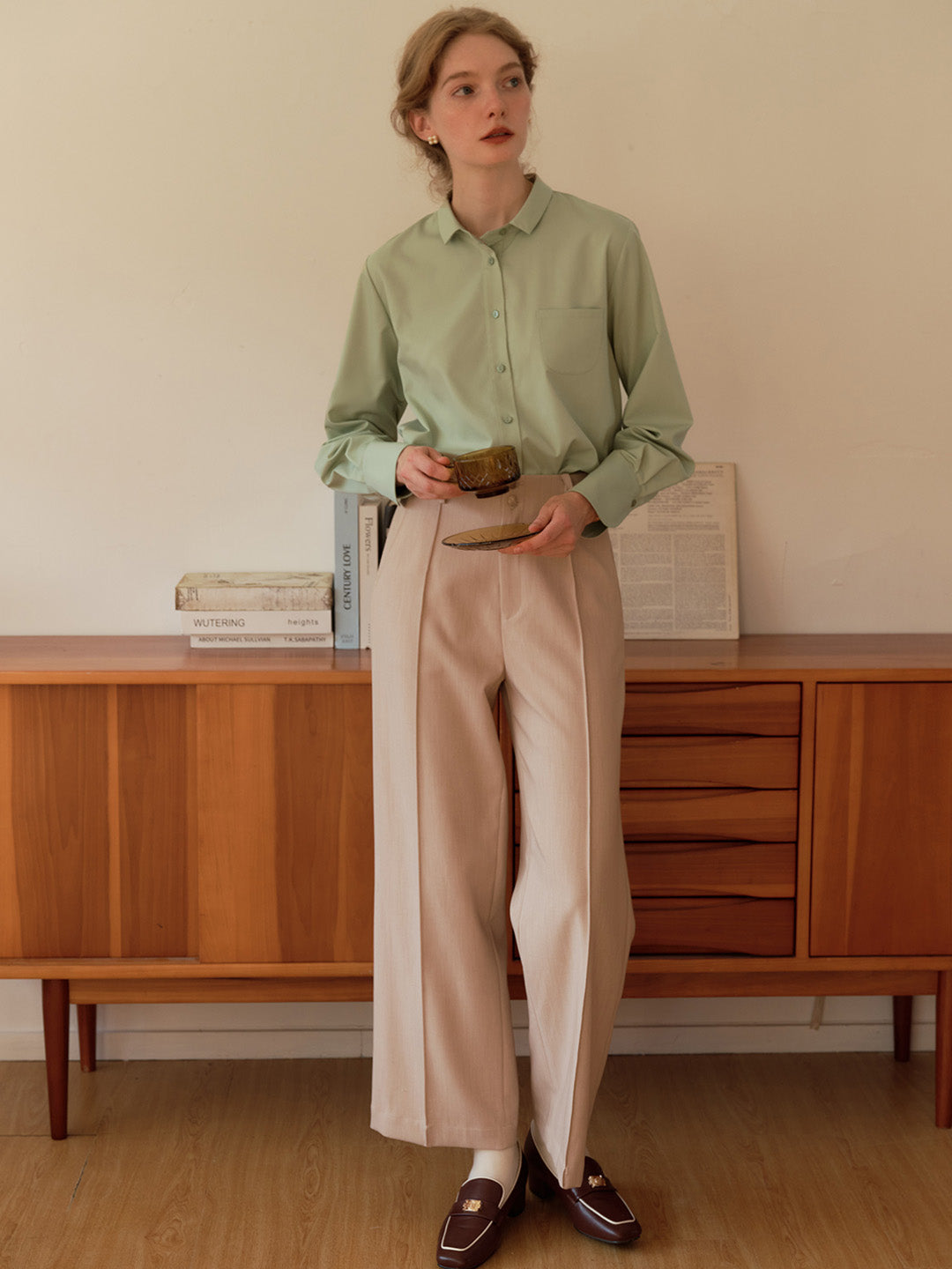 【Final Sale】Sarahi French Cuffs Small Lapel Shirt