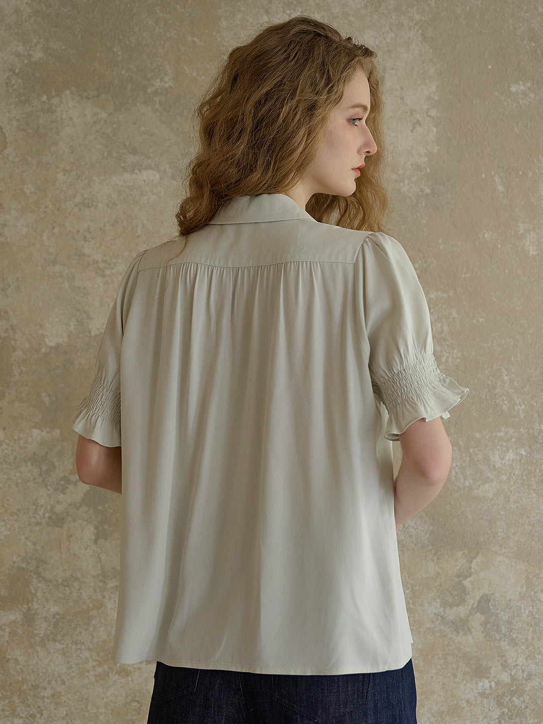 【Final Sale】Wisteria V-Neck Embroidery Blouse - Green